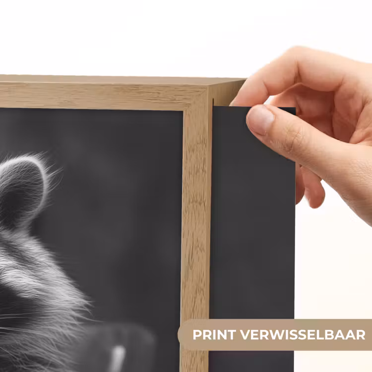 Lightbox - Wandlamp - Wasbeer - Cute - Pasta - Tafelkleed - Zwart - Wit — 5