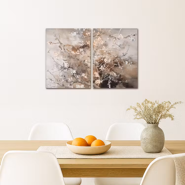 Meerluik schilderij - 2 luiken - Amandelbloesem - Abstract - Beige — 5