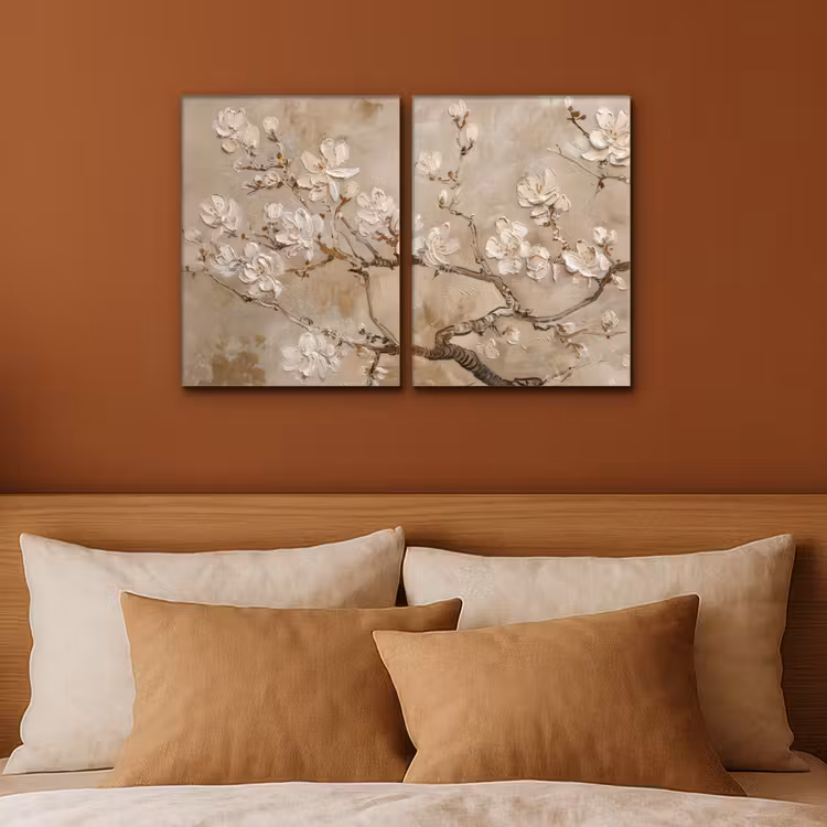 Meerluik schilderij - 2 luiken - Beige - Bloesem - Modern — 3