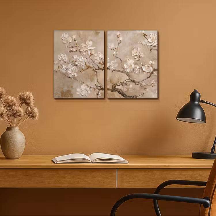 Meerluik schilderij - 2 luiken - Beige - Bloesem - Modern — 6