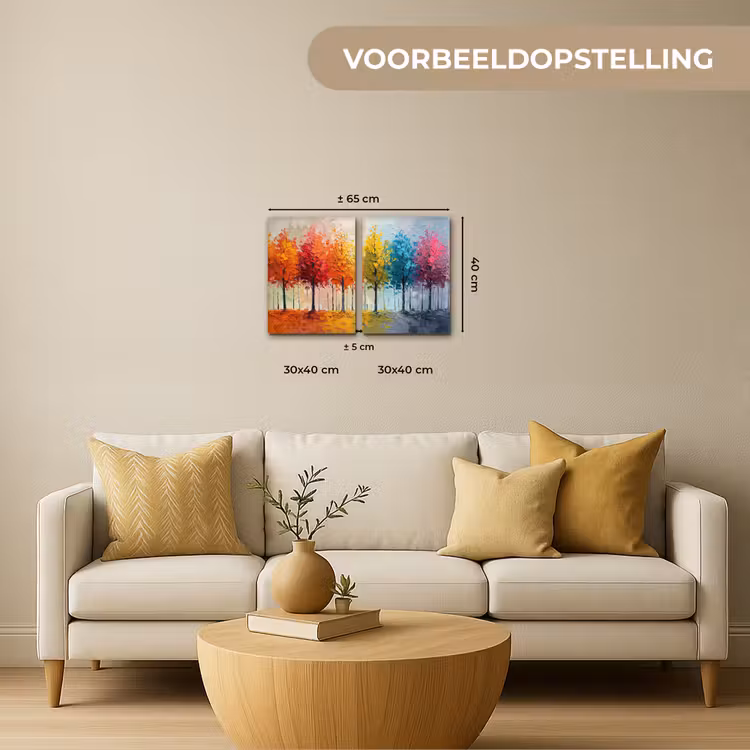 Meerluik schilderij - 2 luiken - Bomen - Kleurrijk - Modern - Verflook — 2