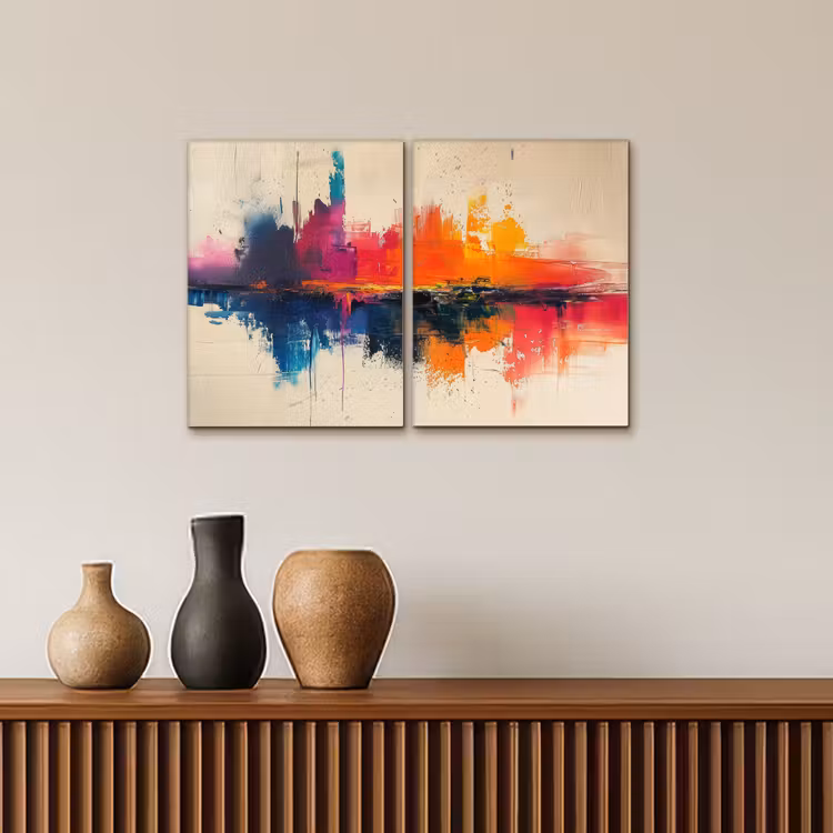 Meerluik schilderij - 2 luiken - Kleurrijk - Abstract - Verflook - Modern — 4