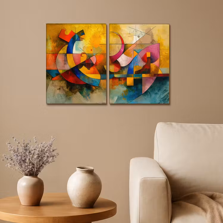 Meerluik schilderij - 2 luiken - Kleurrijk - Geometrisch - Abstract — 1