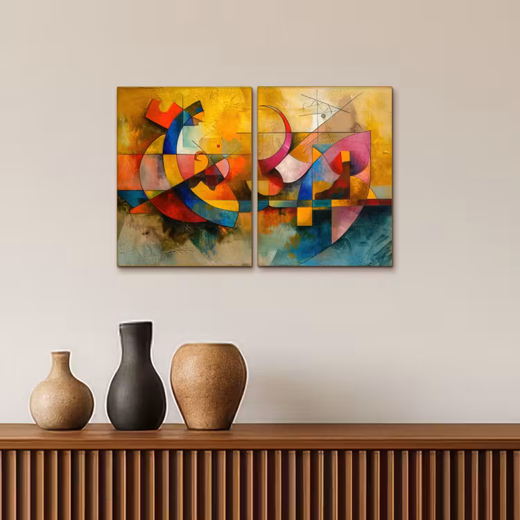 Meerluik schilderij - 2 luiken - Kleurrijk - Geometrisch - Abstract — 4