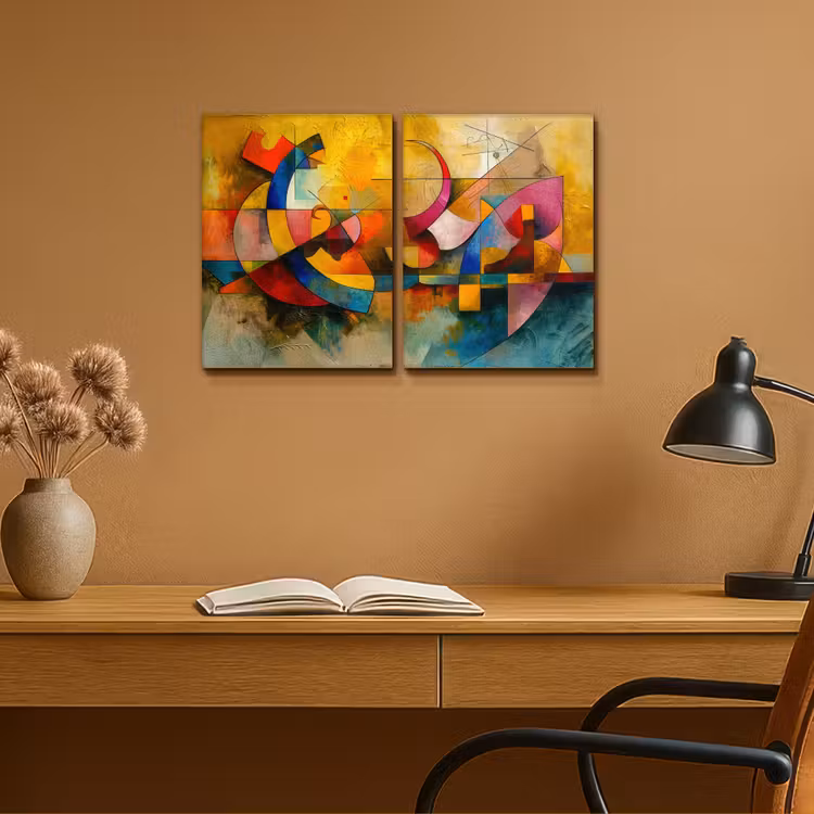 Meerluik schilderij - 2 luiken - Kleurrijk - Geometrisch - Abstract — 6