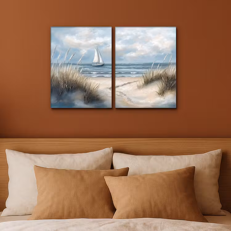 Meerluik schilderij -  2 luiken - Strand - Verf - Natuur - Boot — 3