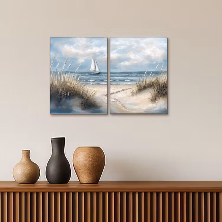 Meerluik schilderij -  2 luiken - Strand - Verf - Natuur - Boot — 4