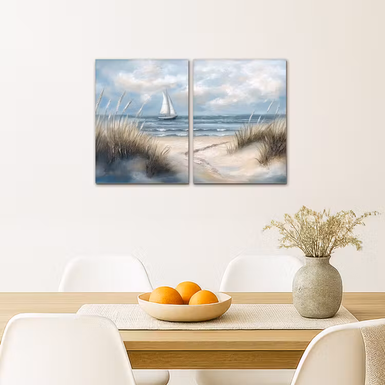 Meerluik schilderij -  2 luiken - Strand - Verf - Natuur - Boot — 5