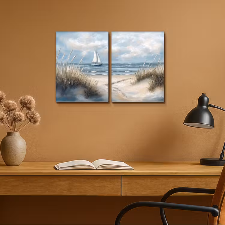 Meerluik schilderij -  2 luiken - Strand - Verf - Natuur - Boot — 6