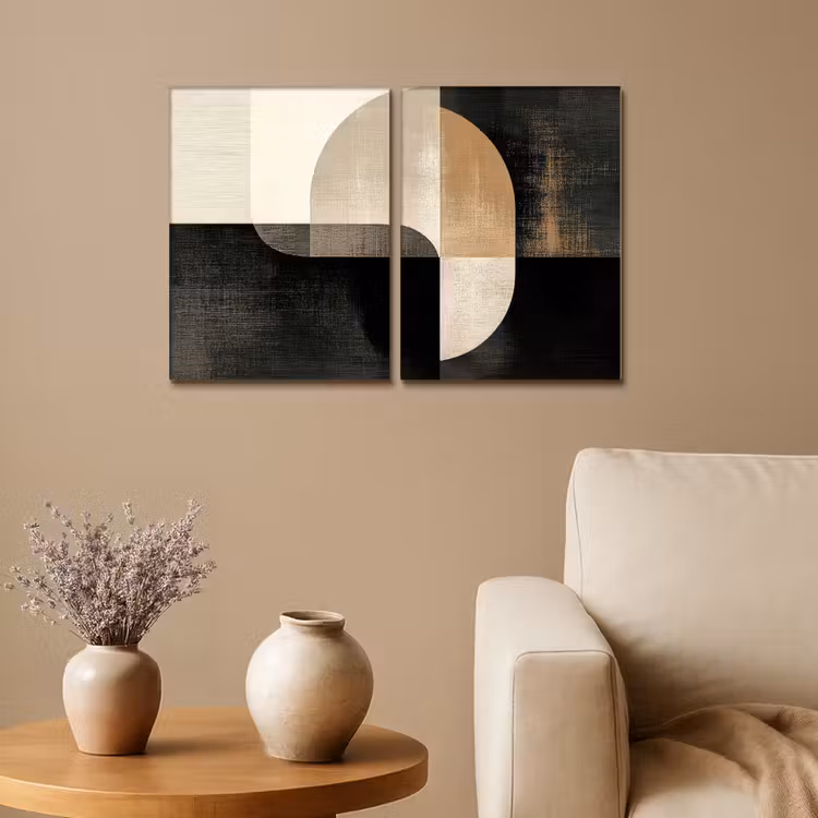 Meerluik schilderij - 2 luiken - Vormen - Abstract - Goud — 1