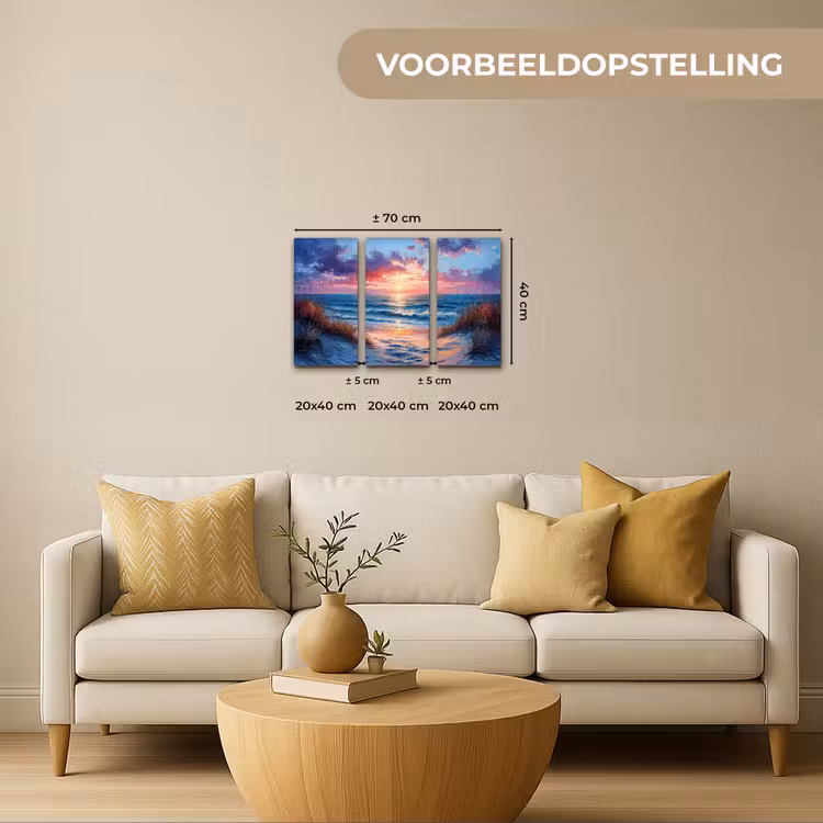 Meerluik schilderij - 3 luiken - Strand - Blauw - Verf - Paars — 2