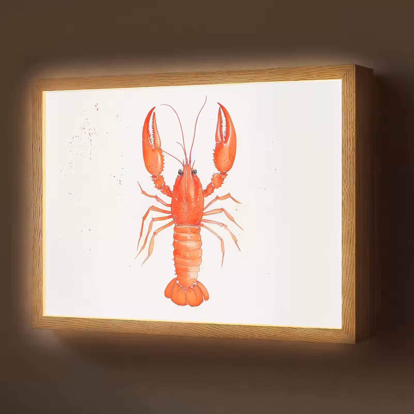 Lightbox - Wandlamp - Kreeft - Waterverf - Aquarel - Oranje — 1