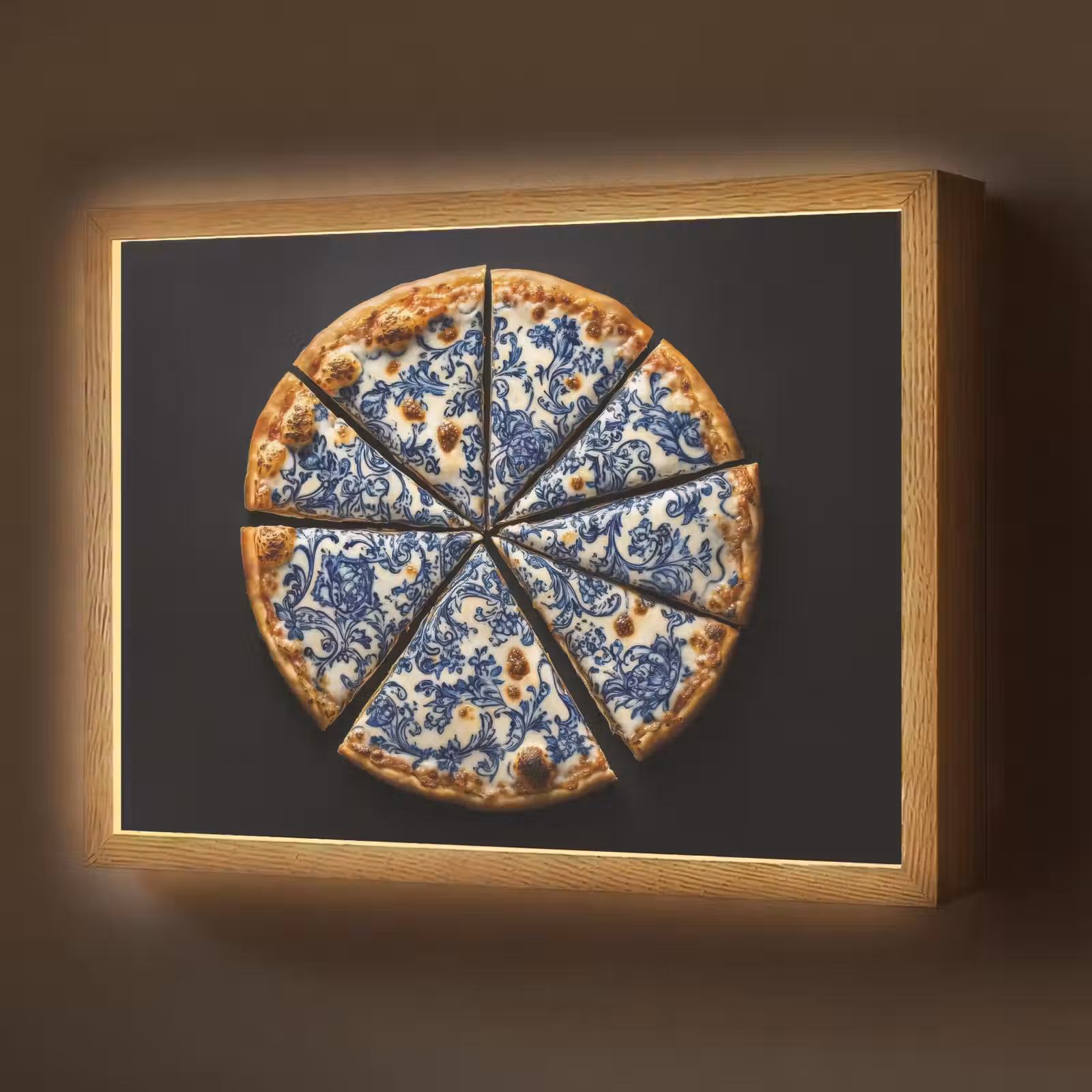Lightbox - Wandlamp - Pizza - Eten - Delftsblauw — 1