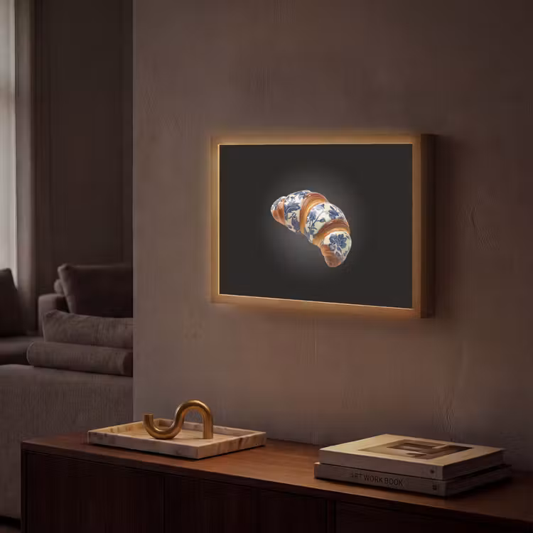 Lightbox - Wandlamp - Croissant - Bloemenpatroon - Delftsblauw — 2