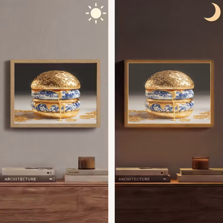 Lightbox - Wandlamp - Delftsblauw - Goud - Burger — 6