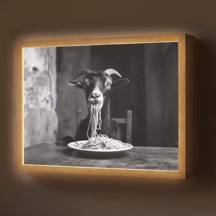 Lightbox - Wandlamp - Geit - Bord - Spaghetti - Zwart Wit — 1