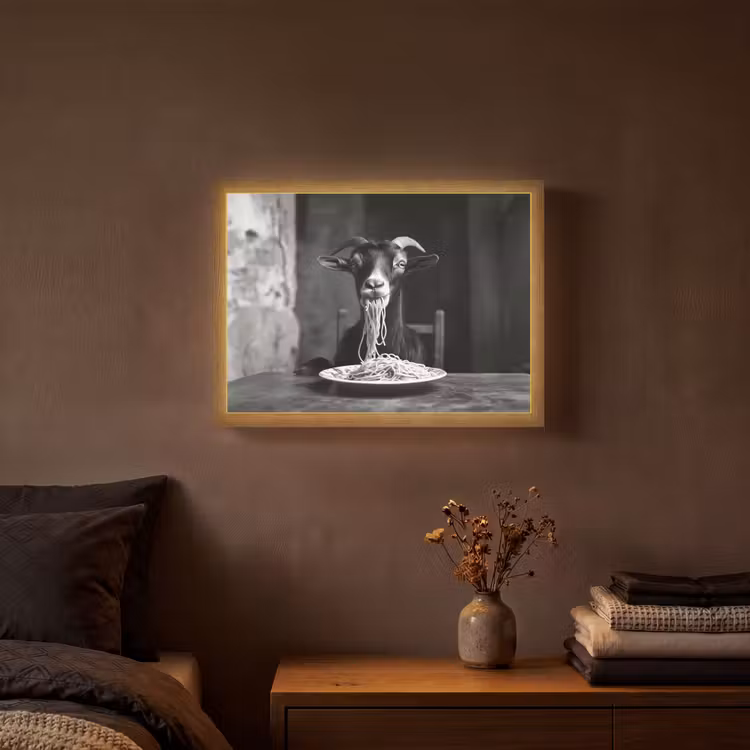 Lightbox - Wandlamp - Geit - Bord - Spaghetti - Zwart Wit — 3