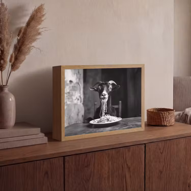 Lightbox - Wandlamp - Geit - Bord - Spaghetti - Zwart Wit — 4