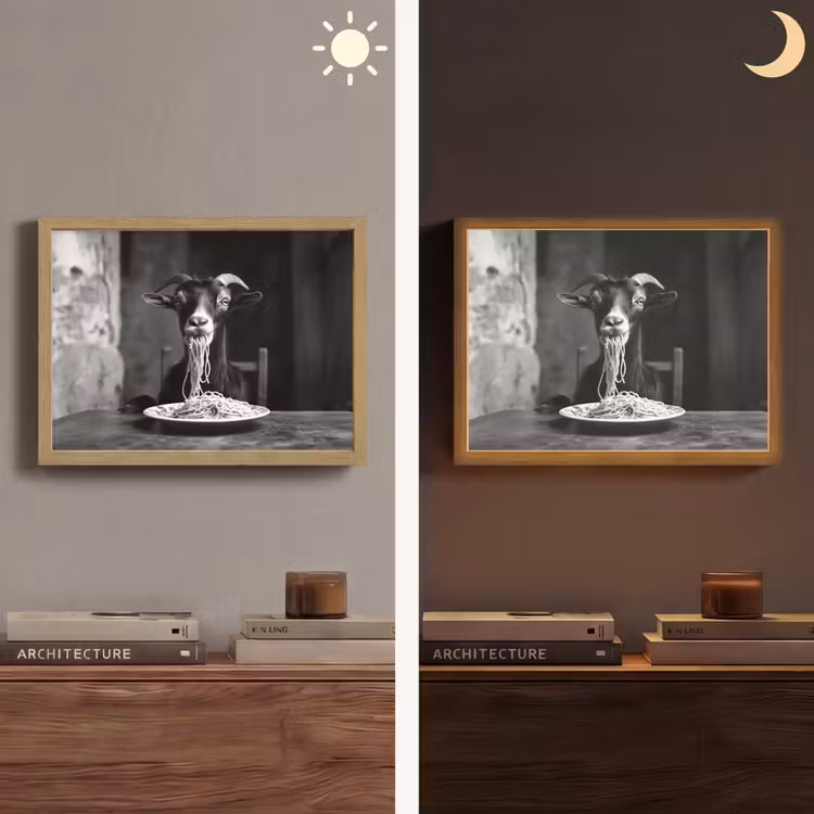 Lightbox - Wandlamp - Geit - Bord - Spaghetti - Zwart Wit — 6