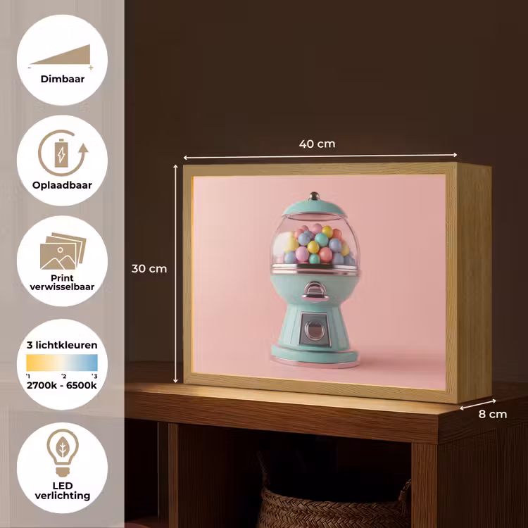 Lightbox - Wandlamp - Kauwgom - Retro - Snoep - Roze — 10