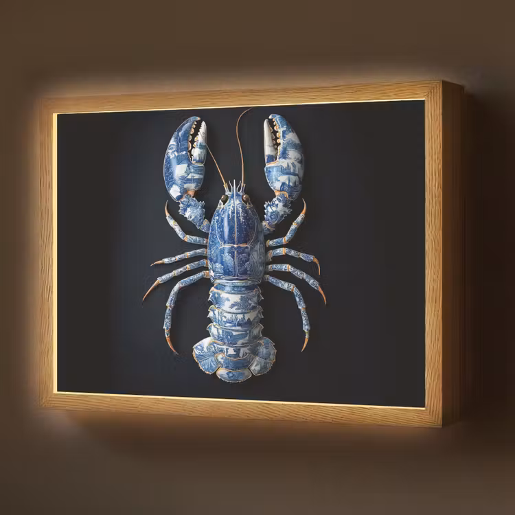 Lightbox - Wandlamp - Kreeft - Delftsblauw - Schild - Stoer — 1