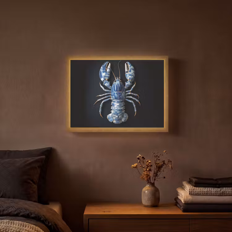 Lightbox - Wandlamp - Kreeft - Delftsblauw - Schild - Stoer — 3