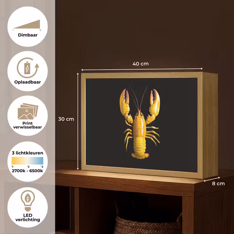 Lightbox - Wandlamp - Kreeft - Geel - Stippen - Effen — 10