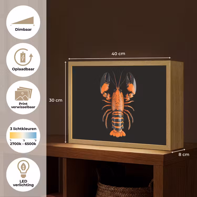 Lightbox - Wandlamp - Kreeft - Oranje - Zwart - Modern — 10