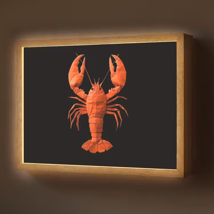 Lightbox - Wandlamp - Kreeft - Papier - Origami papier - Rood — 1