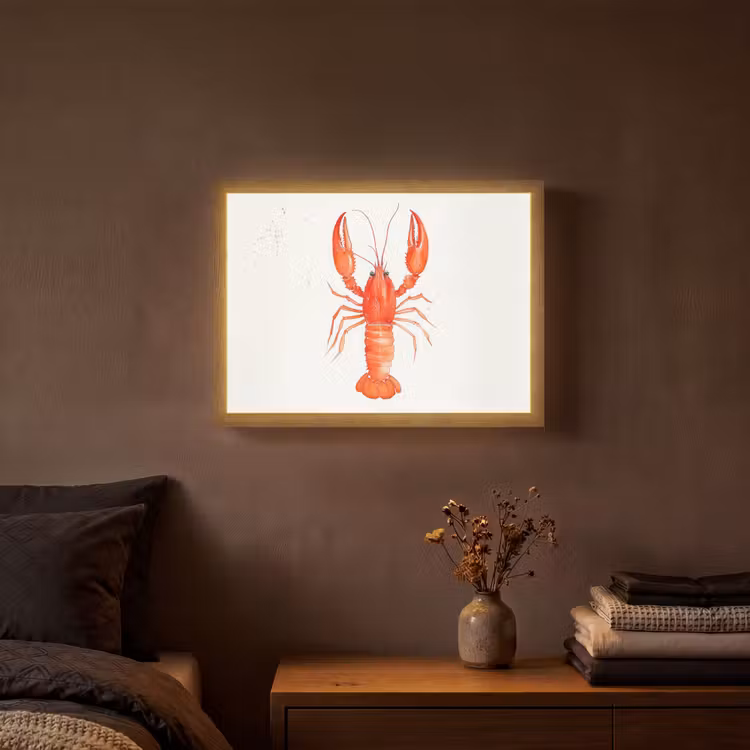 Lightbox - Wandlamp - Kreeft - Waterverf - Aquarel - Oranje — 3