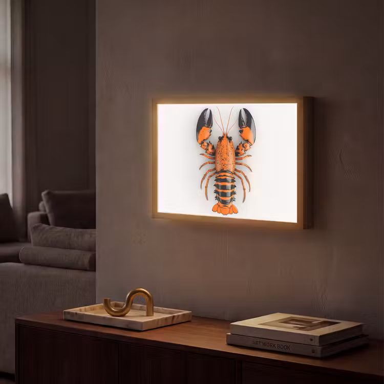 Lightbox - Wandlamp - Kreeft - Zwart - Oranje - Wit - Uniek — 2