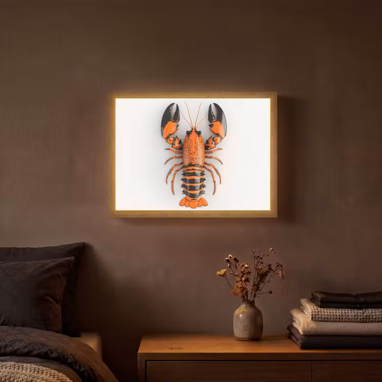Lightbox - Wandlamp - Kreeft - Zwart - Oranje - Wit - Uniek — 3