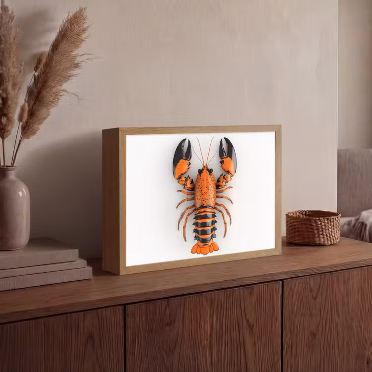 Lightbox - Wandlamp - Kreeft - Zwart - Oranje - Wit - Uniek — 4