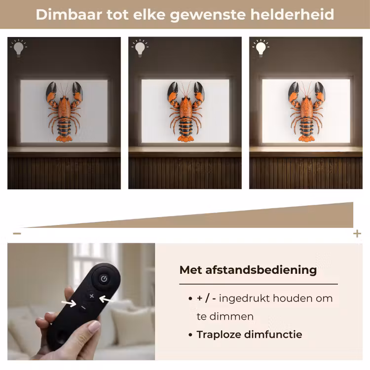 Lightbox - Wandlamp - Kreeft - Zwart - Oranje - Wit - Uniek — 9