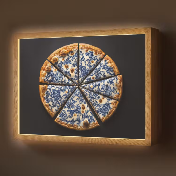 Lightbox - Wandlamp - Pizza - Eten - Delftsblauw — 1