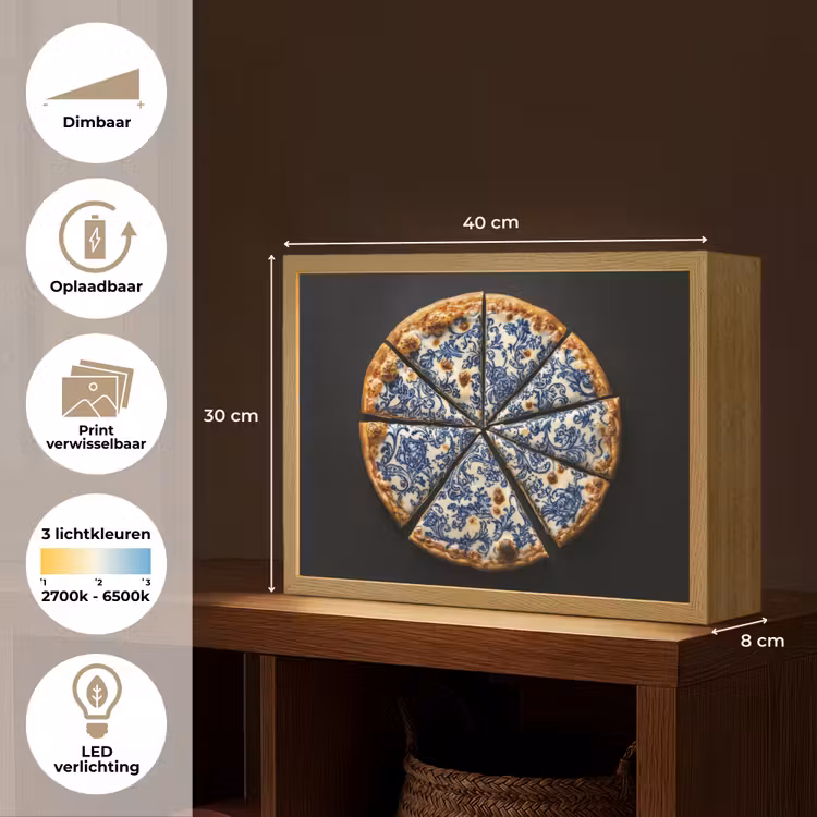 Lightbox - Wandlamp - Pizza - Eten - Delftsblauw — 10