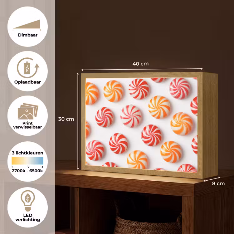 Lightbox - Wandlamp - Snoep - Patroon - Rood - Oranje — 10