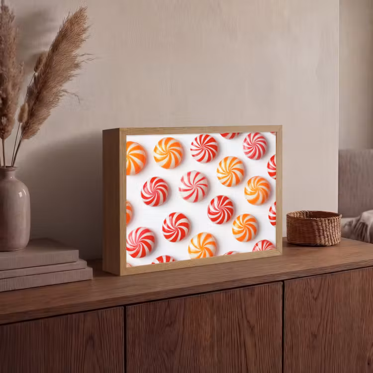 Lightbox - Wandlamp - Snoep - Patroon - Rood - Oranje — 4