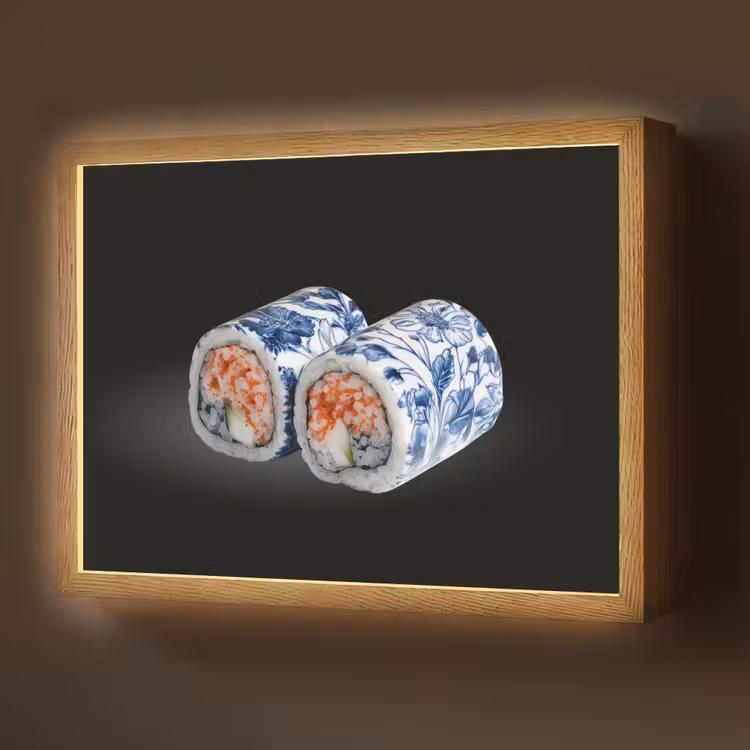 Lightbox - Wandlamp - Sushi - Delfts blauw - Rijst - Vis - Elegant — 1