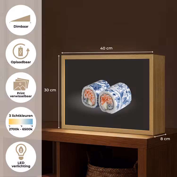 Lightbox - Wandlamp - Sushi - Delfts blauw - Rijst - Vis - Elegant — 10