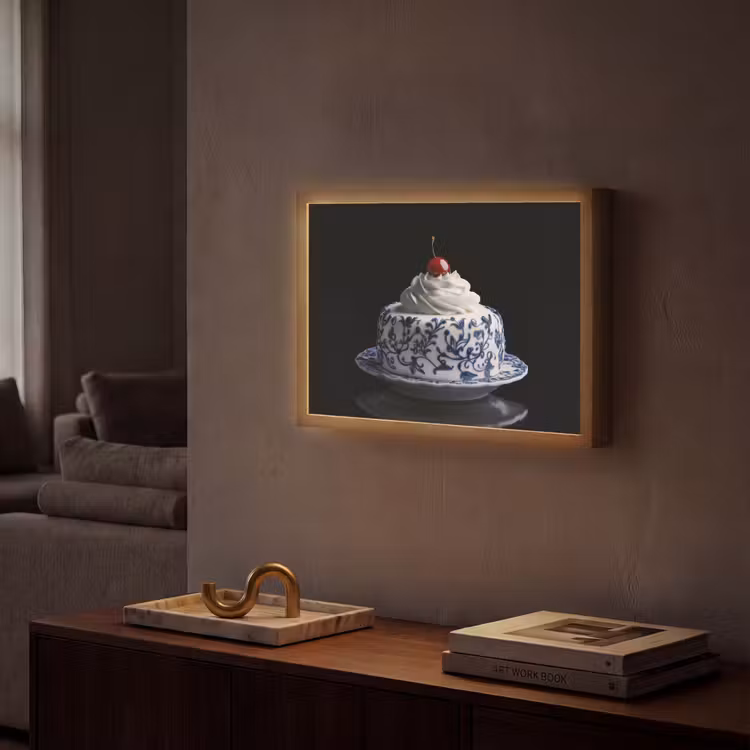 Lightbox - Wandlamp - Taart - Slagroom - Kers - Bord - Delfts blauw — 2