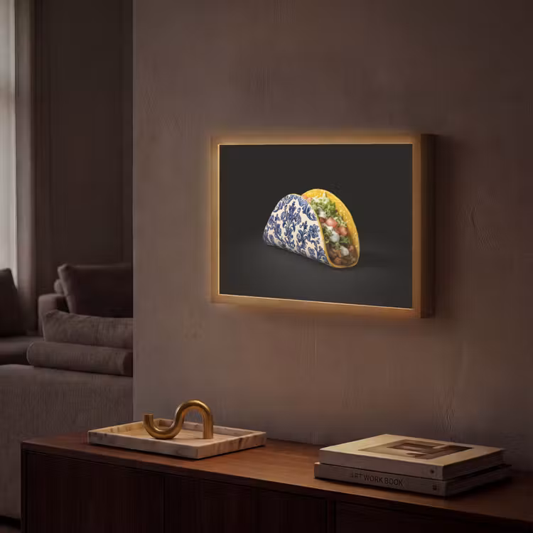 Lightbox - Wandlamp - Taco - Vlees - Salade - Delftsblauw - Motief — 2