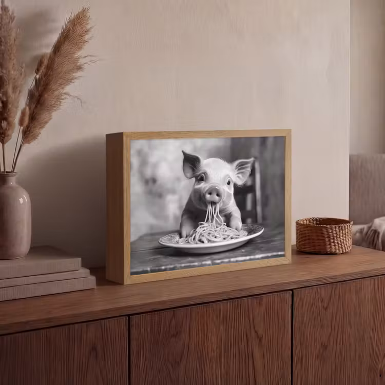 Lightbox - Wandlamp - Varken - Schattig - Spaghetti - Zwart wit - Dier — 4