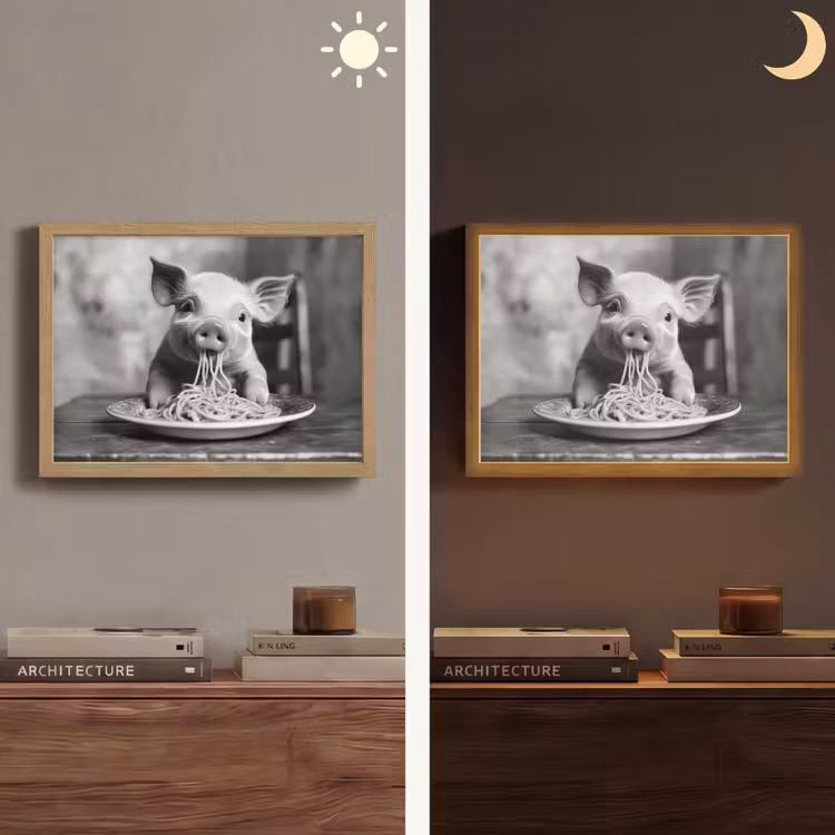 Lightbox - Wandlamp - Varken - Schattig - Spaghetti - Zwart wit - Dier — 6