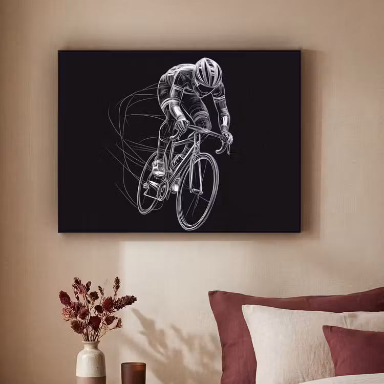 Art Frame - Lijntekening - Wit - Wielrennen - Snelheid — 2