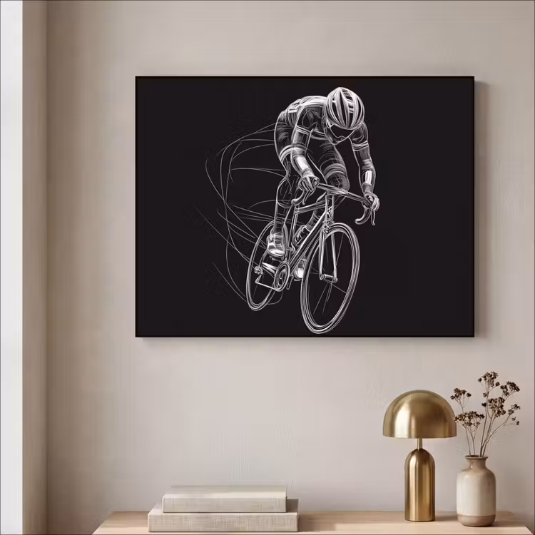 Art Frame - Lijntekening - Wit - Wielrennen - Snelheid — 3