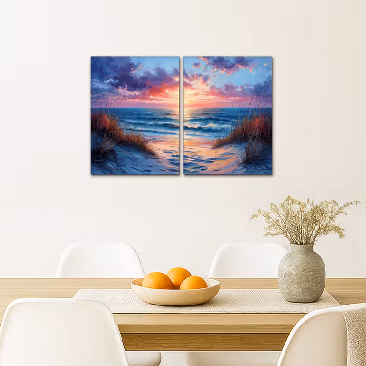Meerluik schilderij - 2 luiken - Strand - Blauw - Verf - Paars — 5