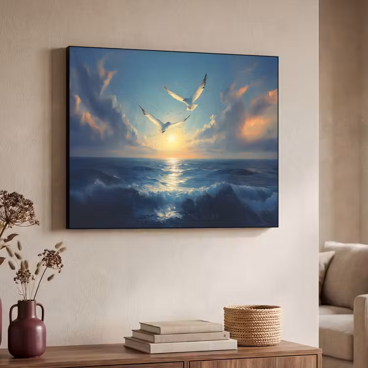 Art Frame - Meeuwen - Zee - Wolken -Blauw — 4