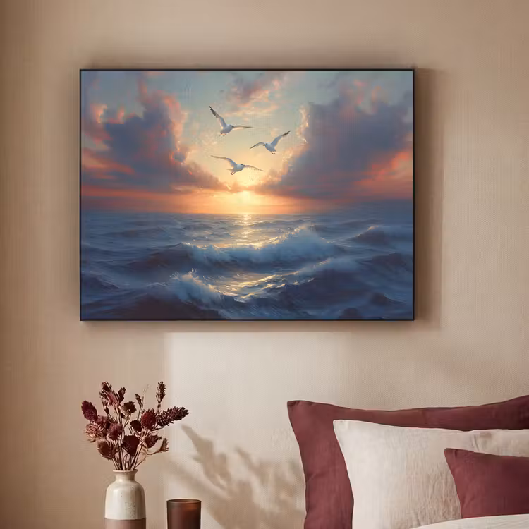 Art Frame - Meeuwen - Zonsondergang - Zee - Wolken — 2