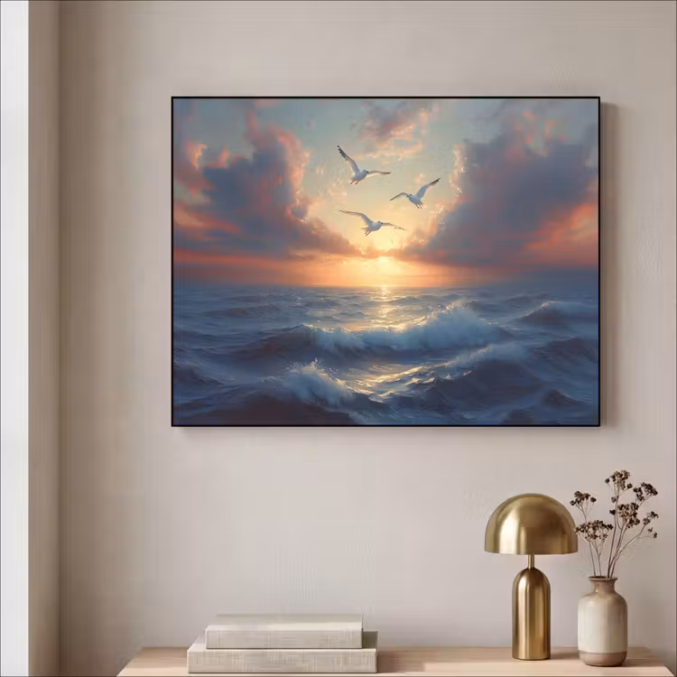 Art Frame - Meeuwen - Zonsondergang - Zee - Wolken — 3